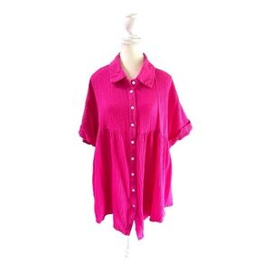 Andrée by Unit Pink Button-Down Blouse 1X